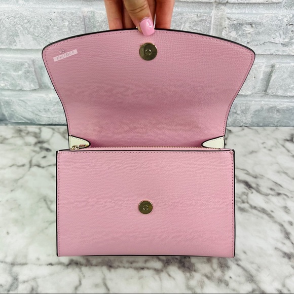 Kate Spade Darcy Colorblock Palm Pink Top Handle Leather Satchel Crossbody - Picture 7 of 11